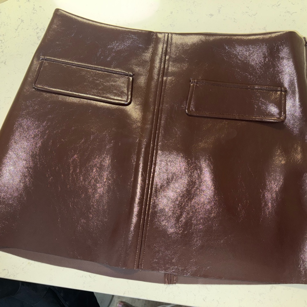 H&M Coated Mini Skirt - Burgundy